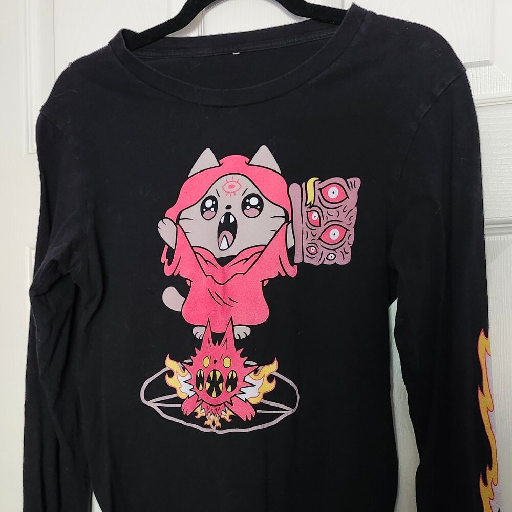 Bad Kitty Black Graphic Tee Long-Sleeve